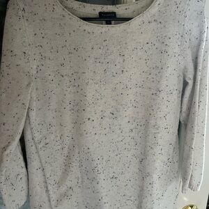 Talbots Cream and Black Crew Neck Sweater with Relaxed Fit